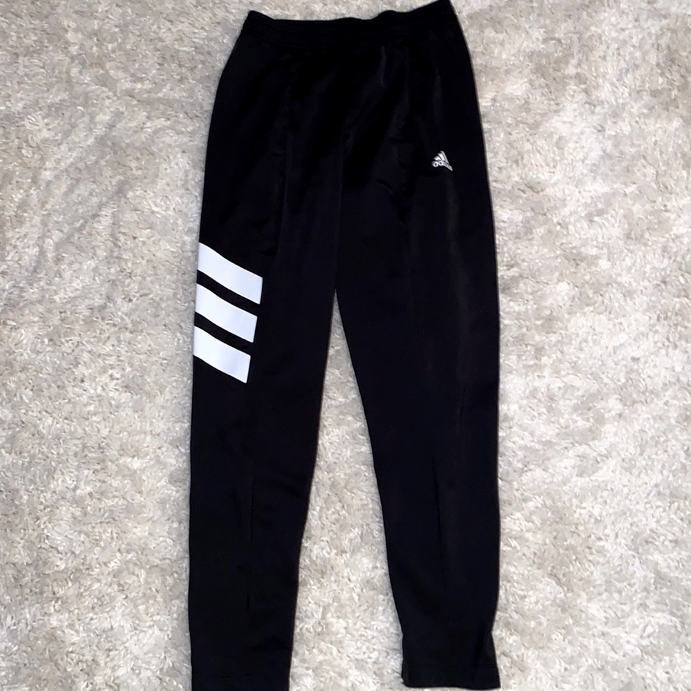 Men’s Large L Adidas Tiro black soccer athletic pant jogger running  EUC!
